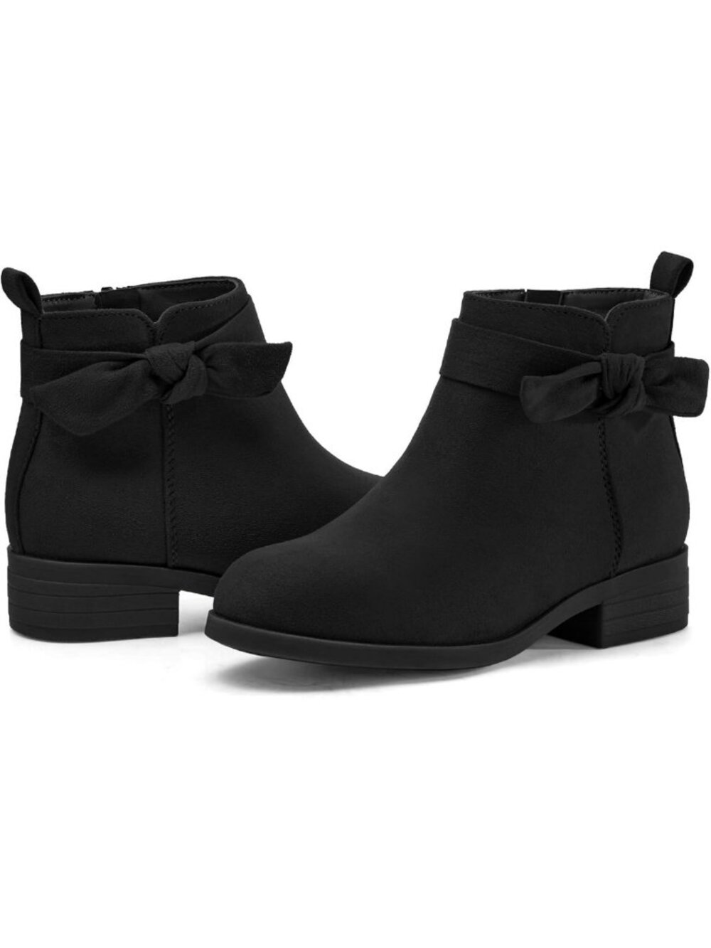 Cute Toddler Bow Knot Ankle Boots | Low Chunky Heel, Side Zipper, Dressy Booties